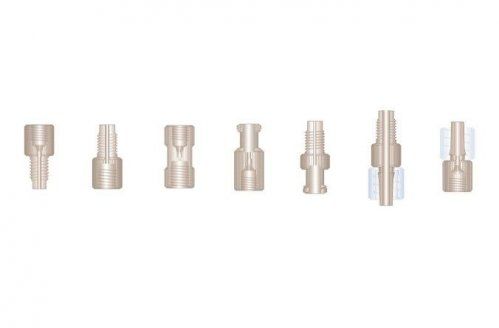 Los adaptadores OPTI LOK™ ofrecen la máxima versatilidad para realizar conexiones entre sus conectores y puertos de 1/4 28, M6 (métrico), Luer y 10 32. Disponibles en una útil variedad de combinaciones de tipos de roscas. Fabricados sin el uso de moldes: todos se mecanizan en PEEK individualmente, para una consistencia de rosca y calidad óptimas garantizando un roscado constante en los puertos de conexión y una vida útil más larga de la rosca, así como conexiones de cero volumen muerto.






Ref.
Configuración


10 23 00335
1/4 28 Female to 10 32 Parker Female, PEEK


10 23 00346
1/4 28 Female to M6 Female, (With Web), PEEK


10 23 00347
1/4 28 Female to Luer Male, PEEK


10 23 00349
1/4 28 Female to Luer Female, PEEK


10 23 00350
1/4 28 Male to 10 32 Parker Female, PEEK


10 23 00351
1/4 28 Male to M6 Female,  PEEK


10 23 00353
1/4 28 Male to Luer Female,  PEEK


10 23 00352
1/4 28 Male to Luer Male,  PEEK


10 23 00355
M6 Female to 10 32 Parker Female, PEEK


10 23 00363
M6 Female to Luer Female, PEEK


10 23 00357
M6 Male to 10 32 Parker Female, PEEK


10 23 00358
Luer Female to 10 32 Parker Female, PEEK


10 23 00359
Luer Male to 10 32 Parker Female, PEEK


10 23 03697
Luer Male


10 23 03695
Luer Female