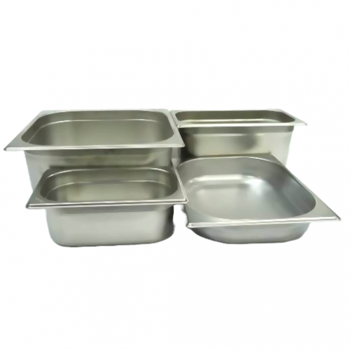 Acero inoxidable AISI 304.
Varias medidas.






2/1    530x650 mm
1/1    530x325 mm
2/3    354x325 mm


Ref.
Alto (mm)
Volumen (l)
Ref.
Alto (mm)Alto (mm)
Volumen (l)
Ref.
Alto (mm)
Volumen (l)


BG6002
20
6,5
BG6102
20
3
BG6502
20
1,7


BG6040
40
11
BG6140
40
5,5
BG6540
40
3,5


BG6065
65
18,9
BG6155
55
7,2
BG6565
65
5,5


BG6010
100
31,5
BG6165
65
8,5
BG6510
100
8,9


BG6015
150
44,6
BG6110
100
13,3
BG6515
150
13,6


BG6020
200
60
BG6115
150
20,6
BG6520
200
19,3


   
BG6120
200
30
   


2/4    530x165 mm
1/2    265x325 mm
1/3    176x325 mm


Ref.
Alto (mm)
Volumen (l)
Ref.
Alto (mm)
Volumen (l)
Ref.
Alto (mm)
Volumen (l)


BG7604
40
1,8
BG6202
20
1,2
BG6302
20
0,8


BG7665
65
4,5
BG6240
40
2,5
BG6340
40
1,6


BG7610
100
5,5
BG6265
65
4,2
BG6365
65
2,5


BG7615
150
8,5
BG6210
100
8,0
BG6310
100
3,8


      
BG6215
150
10
BG6315
150
5,9


BG6220
200
11,6
BG6320
200
8,1


 1/4    265x162 mm
1/6    176x162 mm
1/9    176x108 mm


Ref.
Alto (mm)
Volumen (l)
Ref.
Alto (mm)
Volumen (l)
Ref.
Alto (mm)
Volumen (l)


BG6402
20
0,6
BG6665
65
1,1
BG6965
65
0,7


BG6465
65
1,9
BG6610
100
1,6
BG6910
100
1,0


BG6410
100
2,5
BG6615
150
2,5
         


BG6415
150
4,1
BG6620
200
3,3


BG6420
200
4,9
  