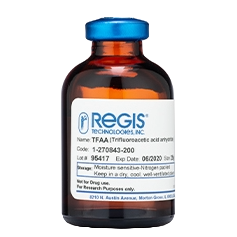 TFAA se usa más comúnmente para ECD y reacciona con alcoholes, aminas y fenoles. Se pueden agregar bases como trietilamina y trimetilamina para promover la reactividad con TFAA. Se utiliza con fresuencia para la confirmación de drogas de abuso y es el más reactivo y volátil de los anhídridos.




Ref.
Tamaño


1 270841 200
10 x 1 g


1 270843 200
25 g