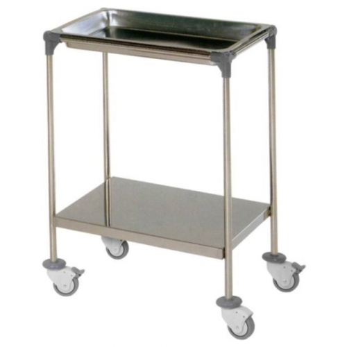 Acero inoxidable AISI 304.
Bandeja superior desmontable.
Estante inferior liso.
Ruedas con parachoques.
Ruedas con dos frenos.






Ref.
Ruedas Ø (mm)
Bandejas (mm)
Dimensiones (mm)


ME3070
75
600x400x60
600x400x800