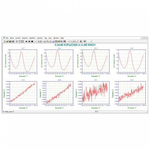 La serie 1400C son potenciómetros de cuatro canales y potenciostatos de cuatro canales.
Aplicaciones:

Mediciones simultaneas amperométricas, voltaperométricas y de circuito abierto.
Detección multianalito.
Estudios celulares (in vitro e in vivo).
Generación   Recopilación de experimentos.


VER MÁS





Functiones
1400
1410
1420
1430
1440


Cyclic Voltammetry (CV)
●
●
●
●
●


Linear Sweep Voltammetry (LSV) 
●
●
●
●
●


Chronoamperometry (CA)
 
 
 
●
●


Chronocoulometry (CC)
 
 
 
●
●


Differential Pulse Voltammetry (DPV) 
 
 
●
●
●


Normal Pulse Voltammetry (NPV) 
 
 
●
●
●


Square Wave Voltammetry (SWV) 
 
 
●
●
●


AC Voltammetry (ACV) 
 
 
 
 
●


2nd Harmonic AC Voltammetry (SHACV) 
 
 
 
 
●


Fourier Transform AC Voltammetry (FTACV)
 
 
 
 
●


Amperometric i t Curve (i t)
●
●
 
●
●


Differential Pulse Amperometry (DPA)
 
●
 
●
●


Triple Pulse Amperometry (TPA)
 
●
 
●
●


Sweep Step Functions (SSF)
 
 
 
●
●


Multi Potential Steps (STEP)
 
 
 
●
●


Open Circuit Potential   Time (OCPT), total 5 channels
●
●
●
●
●


Full version of CV simulation and fitting program
 
 
 
●
●


Limited version of CV simulation and fitting program
●
●
●
 
 