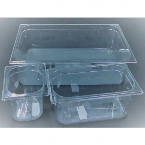 Indeformables y apilables.
Utilización en condiciones extremas:  100ºC a +138ºC.






1/1    530x325 mm
1/2    265x325 mm
1/3    176x325 mm


Ref.
Alto (mm)
Volumen (l)
Ref.
Alto (mm)
Volumen (l)
Ref.
Alto (mm)
Volumen (l)


CP6165
65
8,5
CP6265
65
4,2
CP6365
65
2,5


CP6110
100
13,3
CP6210
100
8,0
CP6310
100
3,8


CP6115
150
20,6
CP6215
150
10
CP6315
150
5,9


CP6120
200
30
CP6220
200
11,6
CP6320
200
8,1


1/4    265x162 mm
1/2    265x325 mm
1/3    176x325 mm


Ref.
Alto (mm)
Volumen (l)
Ref.
Alto (mm)
Volumen (l)
Ref.
Alto (mm)
Volumen (l)


CP6465
65
1,9
CP6665
65
1,1
CP6910
100
1,0


CP6410
100
2,5
CP6610
100
1,6
 


CP6415
150
4,1
CP6615
150
2,5